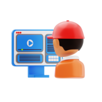 editor 3d ícone. editor trabalhando em computador png