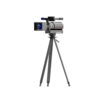 Professional camera and tripod 3d icon. Professional camera on tripod stand png