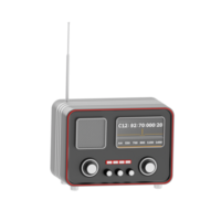 Broadcast via radio 3d icon. Classic retro radio with antenna png