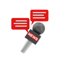 Interview 3d icon. News microphone with speech bubbles png