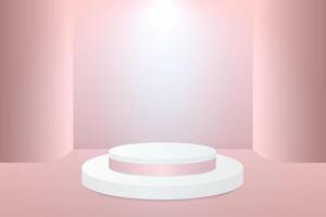 Abstract 3D pink gold podium background. Modern minimalist mockup for product display presentation vector