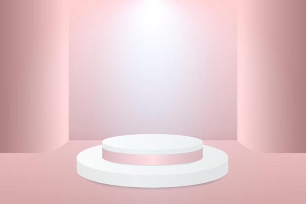Abstract 3D pink gold podium background. Modern minimalist mockup for product display presentation