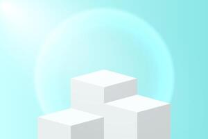Abstract 3D blue podium background. Realistic blue cylinder pedestal podium. vector