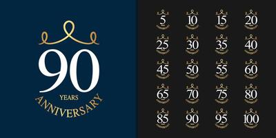 Premium anniversary logotype set. Golden anniversary celebration emblem design. vector