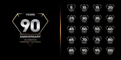 Golden and silver anniversary celebration emblem design for company profile, leaflet, magazine, brochure, web, banner, invitation or greeting card. vector