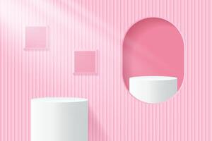 Pink display with white pedestals vector