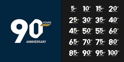 Trendy anniversary logotype set. Modern geometric anniversary celebration icons design. vector