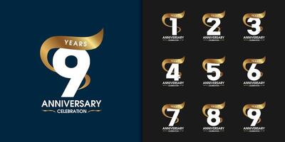 Set of premium anniversary logotype. Golden anniversary celebration emblem design for company profile, leaflet, magazine, brochure, web, banner vector