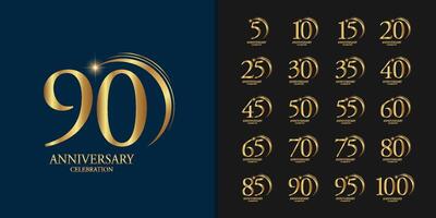 Set of premium anniversary logotype. Golden anniversary celebration emblem vector