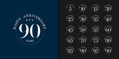 Trendy anniversary logotype set. White anniversary celebration emblem design vector