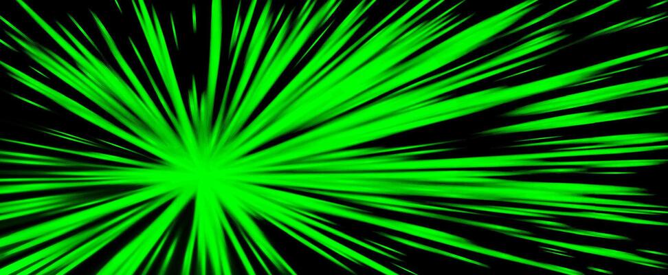 Explosive green light rays, radiate lines burst effect. Cyber burst beams, dynamic streaks background for speed power sport, science, sci-fi and technology, comic manga art. illustration