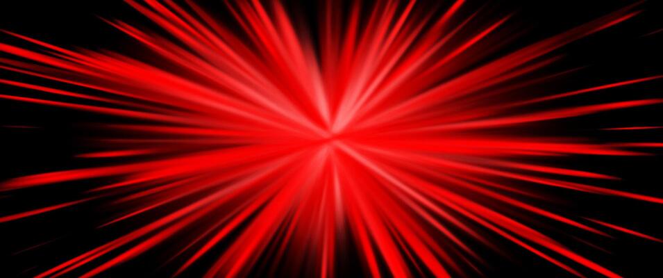 Explosive red light rays, radiate lines burst effect. Sunburst beams, dynamic red streaks background for speed power sport, heat weather, sci-fi and technology, comic manga art. illustration