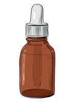 Brown glass dropper bottle sketch vector