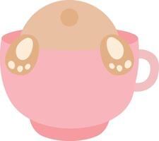 Adorable Bunny Butt Peeking Out of a Pink Teacup vector