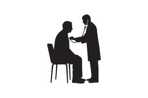 Healthcare Examination Silhouette Doctor Listening to Heart vector