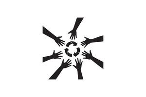 Team Unity Hand Silhouette Illustration Recycle Concept vector