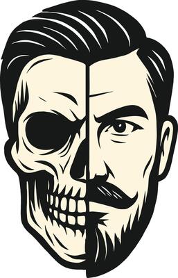 Human and Skull Split Portrait Design
