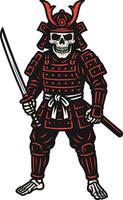 Full Body Samurai Skeleton Warrior with Katana vector