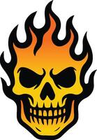 Flaming Skull Icon with Fiery Head vector