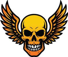 Flying Skull with Fiery Wings Logo vector