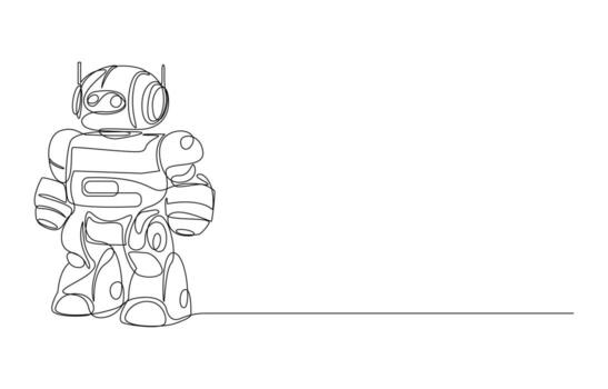 one Line Art Robot Futuristic Android vector