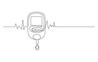 Glucose Monitoring Tools Line Art vector