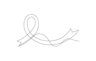 Awareness Ribbon Continuous Line Art, vector