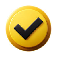 3D Black Check Mark on Yellow Circular Button png