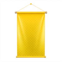 Close-up of a Blank Vertical Yellow Banner with Grommets png
