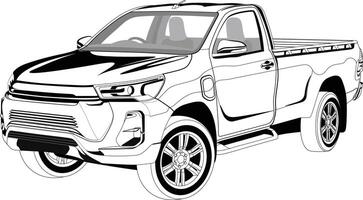 Realistic Utility Pickup Truck Side View Illustration vector