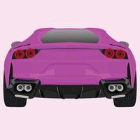 Realistic Car Illustration Exotic Yellow Sports Car Back View Illustration vector