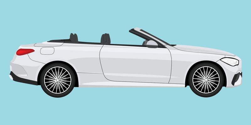 Professional car illustration of a sedan vehicle in front view with strong lighting and clean edges