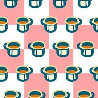 Seamless Mug and Checkered Pattern vector