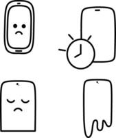 Minimal icons phone addiction theme vector