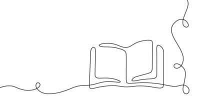 Line art book one school open illustration education read continuous icon. Book line sketch pen write research paper outline stack old background bible hand library doodle study drawn. vector