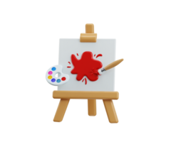 Painting Canvas icon 3d render concept of painting board with color plate and painting brush icon illustration png