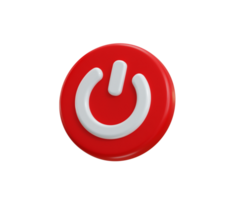 Red Power Button icon 3d render concept of power off button icon design illustration png