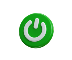 Green Power Button icon 3d render concept of power on button icon design illustration png