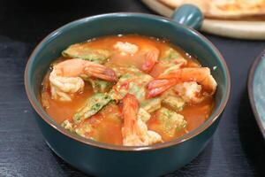 shrimp soup, shrimp and vegetable soup or spicy soup or prawn soup photo