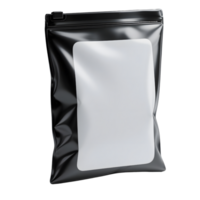 Black pouch with a white label isolated on transparent background png