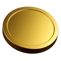 A shiny gold coin is isolated on transparent background png