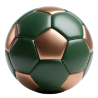 A green and bronze soccer ball isolated on transparent background png