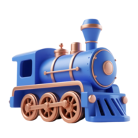 A blue toy train isolated on transparent background png