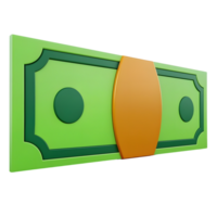 A stack of green dollar bills is isolated on transparent background png