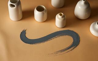 A group of vases with a brush stroke on the side photo