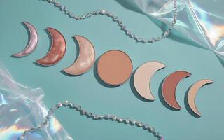 The moon phases are shown on a blue background photo