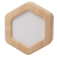 Wooden hexagon frame isolated on transparent background png