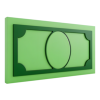 A green dollar bill is isolated on transparent background png