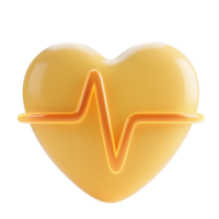 A yellow heart with cardiogram isolated on transparent background png