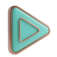A teal play button with a gold border is isolated on transparent background png